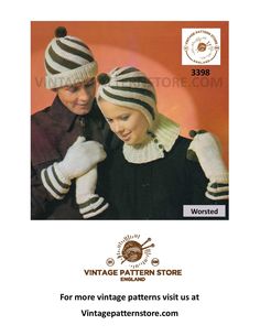 PDF Pattern - by vintagepatternstore.com for instant download Ladies and mens beautiful 1960s spiral swirl hat, balaclava and mittens pattern - knits as Worsted - One Size - Adult - see photos for other materials required. You are purchasing a digital pattern - not a physical pattern, nor the finished article. Your PDF will be available for immediate download following cleared payment. Instructions for downloading your pattern have been sent via email or can be found at http://www.etsy.com/help/article/3949 if you have purchased via etsy. Knitting Machine Ideas, Swirl Hat, Mittens Knit, Knit Hat Patterns, Sweater Inspiration, Knitted Mittens Pattern, Vintage Jumper, Outfit Vintage, Mittens Pattern