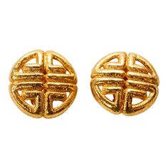 1980s GIVENCHY Vintage Logo Earrings Clip-on Gold Plated.  They are marked "Givenchy Paris New York" in the back. Givenchy Matte Gold Tone Textured Earrings (Clip-On). Beautiful and in pristine condition, authentic Givenchy Paris gold plated textured clip-on earrings. The Givenchy luxury French collection. Stunning classic large textured logo medallion clip-on earrings by Givenchy.  Versatile style that would work day into evening. Classic Simplicity Signature Style Measurements: 1 1/4" Luxury F Textured Earrings, Givenchy Earrings, Givenchy Logo, French Collection, Givenchy Paris, Logo Vintage, Chanel Vintage, John Galliano, Grace Kelly