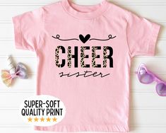 This cheer sister shirt with leopard print is the perfect tee for any cheerleading team sister! Our Unisex T-shirts are High Quality, SUPER soft and SUPER comfy. They are made of 100% Cotton. Heather tees are a soft cotton-poly blend. Tees are Bella+Canvas 3001T Unisex HOW TO ORDER * Please check all photos from the listing. * Please check all size chart measurements ( width and length) before size decision. * Please choose your shirt size (pay attention to style listed with each size). * Click add to cart. If you would like to order more than one shirt, you can go back to the listing and follow the same process to add additional shirts to your purchase. * Once you are finished adding shirts, click Proceed to Checkout. FABRICATION * Solid Colors: 100% Ringspun Cotton * Heather Colors: 52% Cheer Shirt, Cheerleading Team, Cheer Shirts, Sister Shirt, Sister Tshirts, Sister Shirts, Kids Tops, Pay Attention, Cheerleading