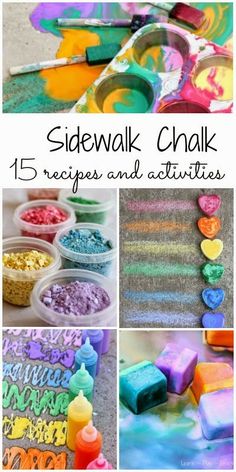 several different pictures of sidewalk chalk with the words sidewalk chalk written on it and some other images