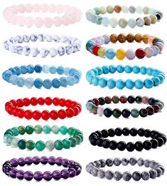 PRICES MAY VARY. 【GEMSTONE BRACELET SET】 12pcs different stone beaded bracelets set, including tiger's eye bracelet, rose quartz bracelet, lava rock bracelet, amazonite bracelet, howlite bracelet, green aventurine bracelet, agate stone bracelet, etc. Various styles and colorful charm bracelets for women and men, easy to match your different outfits. 【ADJUSTABLE SIZE】 The 8mm beaded bracelet is stretchy, the elastic wire makes them a breeze to put on and take off. The length of bracelet is about Aventurine Bracelet, Lava Rock Bracelet, Howlite Bracelet, Bracelet Couple, Amazonite Bracelet, Hematite Bracelet, Rose Quartz Bracelet, Tiger Eye Bracelet, Bracelets Set