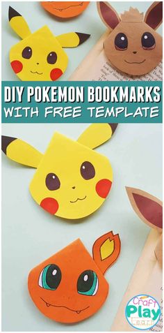 pokemon bookmarks with free templates to make them look like they are in the shape of pikachu