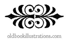 the old book illustrations logo is black and white with an ornate design on it's side