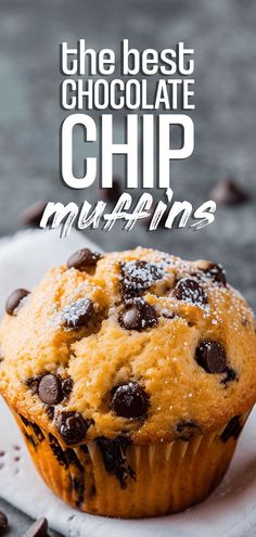 the best chocolate chip muffins on a white plate