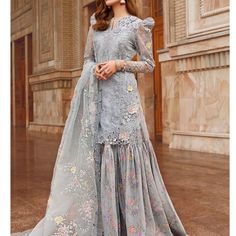 Pakistani Brand New 3 Piece Full Embroidered Maria B Luxury Organza Dress Size Medium To Large Maria B Lawn, Pakistani Party Wear, Organza Sleeves, Eid Dresses, Embroidered Organza, Maria B, Organza Dress, Lawn Shirts, Pakistani Designers