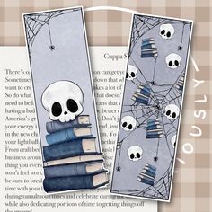 2 bookmarks printed with my original illustrations! Available individually or as a set, one of each design. A perfect gift for yourself or a friend who loves reading! These bookmarks are also available to purchase individually! - Designed and made in the UK - Each bookmark is 6.5 inches in length - Printed on uncoated 300gsm card with a beautiful finish           - If you choose the laminated option I use high quality matte lamination sheets leaving the bookmarks with a beautifully silky finish Bookmarks For Friends, Bookmarks For Men, Bookmark Illustration, Book Rebinding, Spooky Bookmarks, Monster Bookmark, Bookmark Designs, Nature Bookmarks, Bookmark Printing