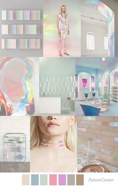 a collage of pastel colors with the words holographic aura