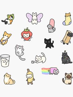 a bunch of cats and dogs stickers on a white background