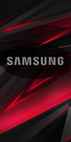 the samsung logo is shown on top of a black and red abstract background with white lettering