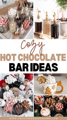 collage of hot chocolate bar ideas with text overlay that reads copy hot chocolate bar ideas