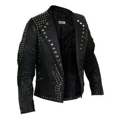 Shop now and stand out from the crowd with our rebel's edge men's black studded leather jacket. crafted with attention to detail, this jacket features a quilted lining, wide lapels, and zippered sleeves. perfect for those who crave a touch of rugged sophistication, our jacket combines style and functionality for the modern man. Men Black Jacket, Black Studded Leather Jacket, Spiked Leather Jacket, Pink Biker Jacket, Men Leather Jacket, Best Leather Jackets, Studded Leather Jacket, Blue Leather Jacket, Mens Black Jacket