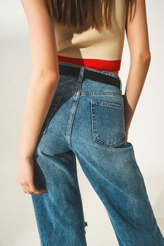 Maxi length. Jeans. High rise . Straight. Casual. Distressed. Belt loops. Cotton. Five pockets. Zip fastening. Functional pockets. runs true to size. S. 100% Cotton City Break Outfit, Vest Crop Top, Stretch Denim Fabric, Cropped Vest, Hem Jeans, City Break, Split Hem, Vest Top, New Wardrobe