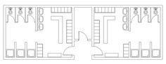 the floor plan for an office with two desks and three chairs in each room