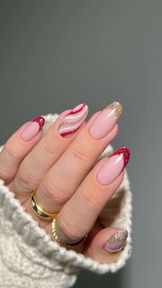 Santa Nails, Candy Cane Nails, Nagel Tips