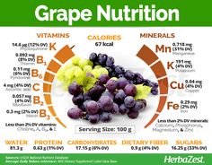 Grape | HerbaZest Grapes Nutrition Facts, Grapes Benefits, Food Benefits, Grape Nuts, Nutrition Chart, Fruit Salad Recipes, Summer Salad Recipes, Healthy Benefits