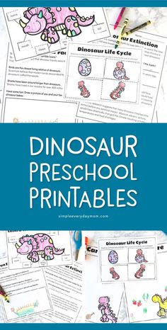 dinosaur preschool printable worksheets with the title dinosaurs preschool printables