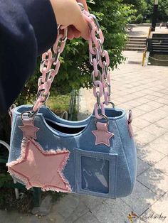 Bird in Bag - Denim Single-Breasted Blazer Tas Denim, Tas Bahu, Denim Crossbody, Denim Shoulder Bags, Zip Purse, Jean Vintage, Vintage Shoulder Bag, Pretty Bags, Pink Stars