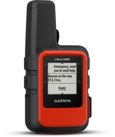 an orange and black garmin device on a white background