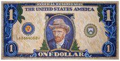 a one dollar bill with an image of a man in a hat on the front