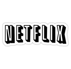 the word netflix in black and white sticker