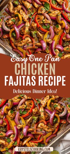 easy one pan chicken fajitas recipe with peppers and onions