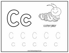 the letter c is for caterpillar worksheet with an insect and letters