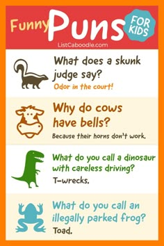 the fun list for kids to learn how to use puns