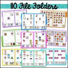 the 10 free folders for children to use with their numbers and pictures, including an umbrella