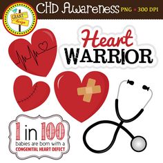 FREE CHD Awareness Clipart : Heart Warrior : 1 in 100 Coarctation Of The Aorta, Atrial Septal Defect, Open Heart Surgery