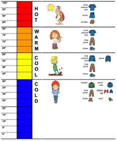 an image of clothing chart with different colors