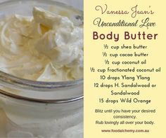 A Body Butter Recipe, Food For Glowing Skin, Homemade Body Care, Homemade Body Butter, Diy Body Butter, Body Butters Recipe, Natural Beauty Diy, Homemade Lotion, Diy Body Care