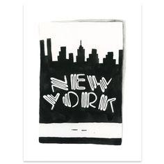 a black and white painting with the words new york on it