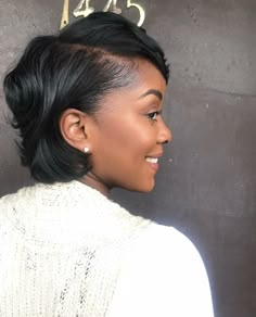 Relaxed Hair Hairstyles Medium, Relaxed Hair Hairstyles, Short Hair Blowout, Sleek Hairstyle, Pretty Short Hair, Black Hair Short Cuts, Grey Bob, Straightening Natural Hair, Black Hair Updo Hairstyles