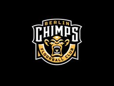 the berlin chimp's football team logo on a black background with gold lettering