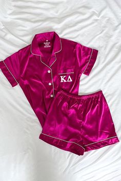 Pink Berry Greek Letter Pajamas - Kappa Delta – Spikes and Seams Greek Zeta Tau Alpha Merch, Paddle Designs Sorority, Zta Philanthropy, Big Little Themes, Sorority Pajamas, Theta Merch, Aphi Merch, Sorority Rush Shirts, Alpha Phi Shirts