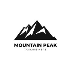 the mountain peak logo is black and white