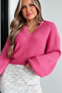 Fabulously Chic Cropped Balloon Sleeve Sweater (Magenta) – NanaMacs Balloon Sleeve Sweater, Color Magenta, Flying Monkey Jeans, Long Balloons, Juniors Jeans, Large Dress, Stylish Clothes For Women, Jeans Size Chart, Small Dress