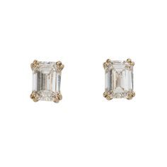 2ct Emerald-Cut Diamond 14K Gold Stud Earrings Luxury Emerald Cut Single Diamond Earrings, Gold Emerald Cut Diamond Earrings With Prong Setting, Classic Emerald Cut Diamond Earrings With Prong Setting, Classic Emerald Cut Diamond Earrings, Classic Octagon Diamond Earrings, Gold Emerald-cut Diamond Earrings, Emerald-cut Diamond Earrings For Anniversary, Formal Emerald-cut Diamond Earrings, 14k Gold Emerald-cut Jewelry With Matching Earrings