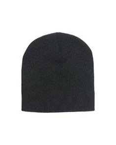 Adult Knit Beanie - BLACK - OS | Yupoong Adult Knit Beanie Hat in Black KC Classic Black Knitted Hat, Classic Black Beanie Cap, Fitted Black Knitted Beanie, Fitted Knitted Black Beanie, Black Winter Beanie One Size, Black Knitted Beanie Cap, Basic Black Beanie Hat, Basic Black Beanie For Winter, Black Knitted Cap