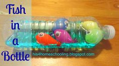 three fish in a bottle with the words fish in a bottle on it and an image of