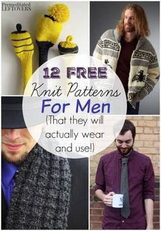 knit patterns for men that they will actually wear and use