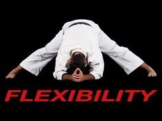 a man doing a handstand in front of the words flexibility on a black background