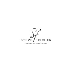 a black and white logo for a fashion photography studio, with the name steve fischer