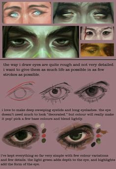 the steps to drawing an eye with colored pencils