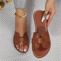 Reposhing This Item I Purchased From @Varieteboutique. Questions? Leave A Comment Below! Fancy Sandals, Pretty Sandals, Fashion Shoes Sandals, Comfy Flats, Flat Slipper, Beach Slippers, Girly Shoes, Leather Sandals Women, Leather Slippers