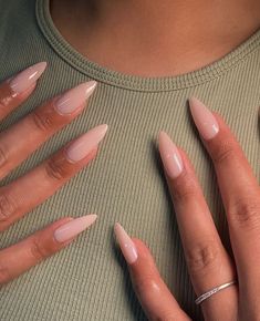 Sharp Almond Acrylic Nails, Long Almond, Milky Nails, Girly Acrylic Nails, Wedding Vision, Pink Acrylic Nails, Neutral Nails, Fire Nails