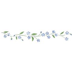 blue flowers and green leaves on a white background