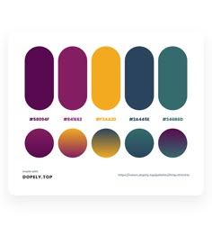 an image of different shades of purple, yellow and orange on a white card with the words dopply top