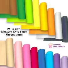 various colors of paper are shown in this image, with the text'10 x 55 '