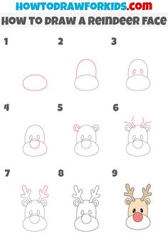 how to draw reindeer faces for kids with step by step instructions on how to draw